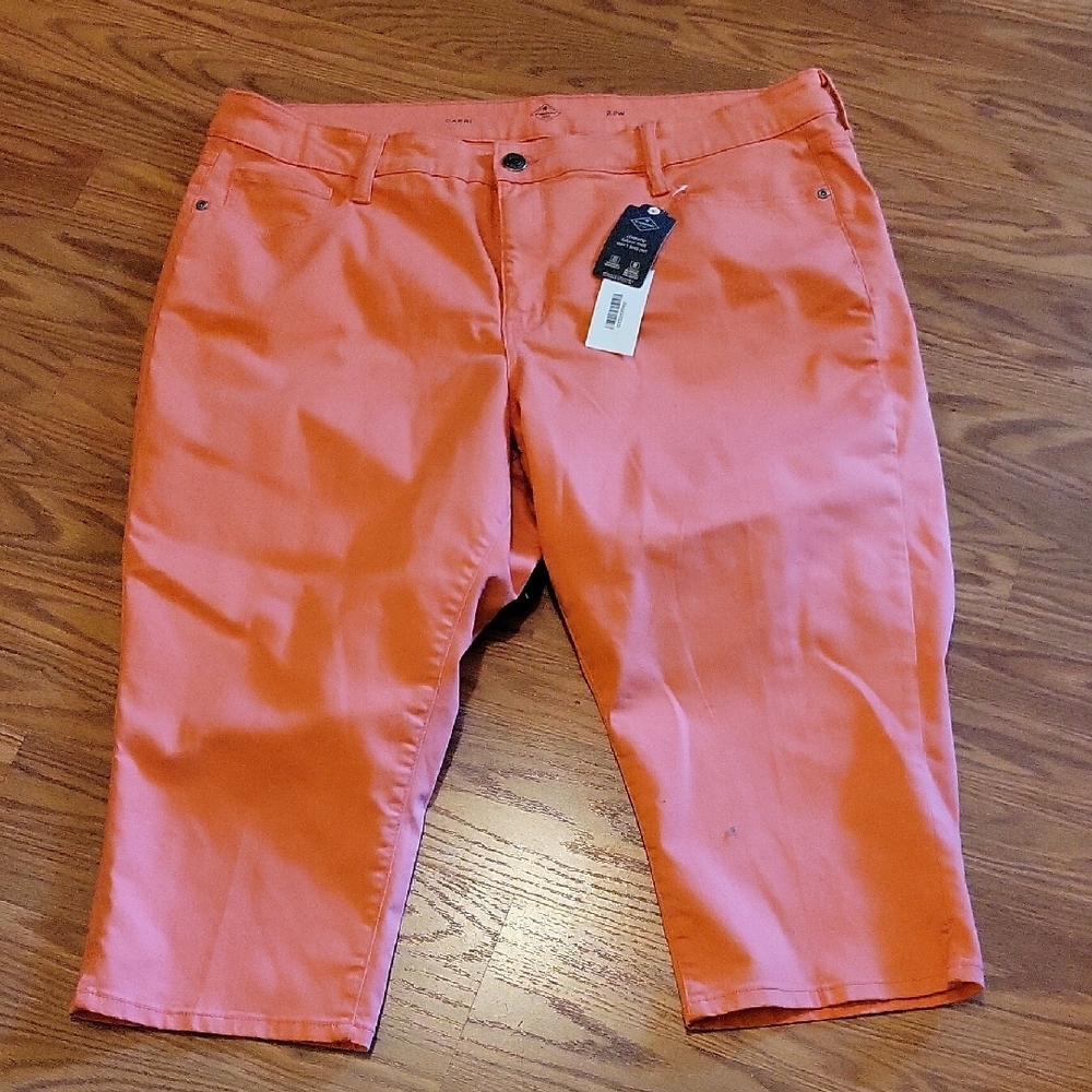 St. John's Bay Stretchy Coral Shorts Capri 22W  Plua Size